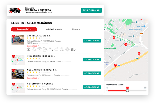 Elige tu taller o buscamos tu coche